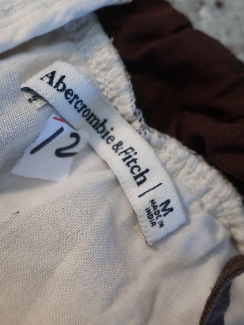 Womens Abercrombie & Fitch (Item-12) Brown Cream Tie Back Babydoll Maxi Dress M - Picture 11 of 11